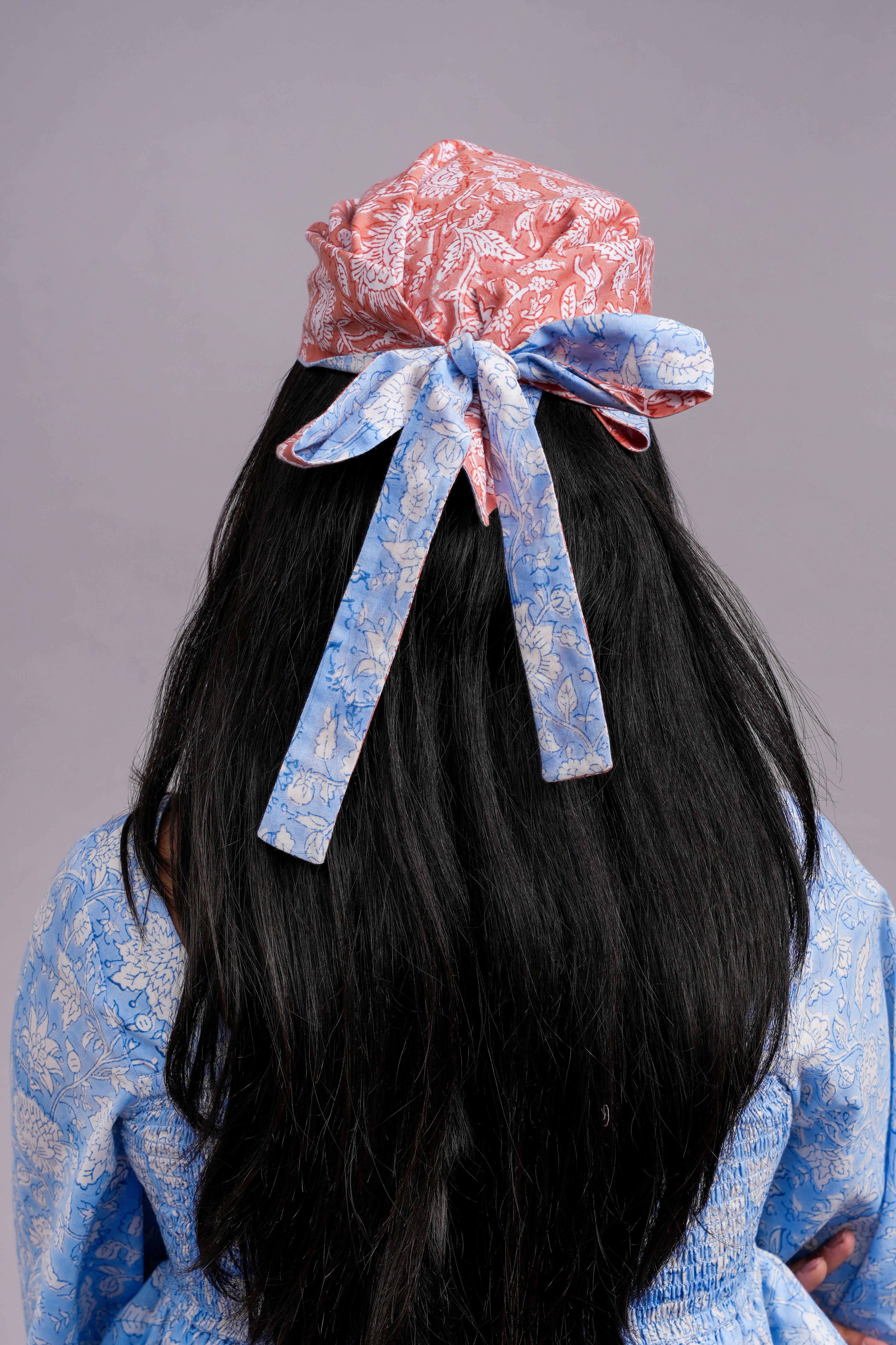 Two Side Peach Blue Bandana