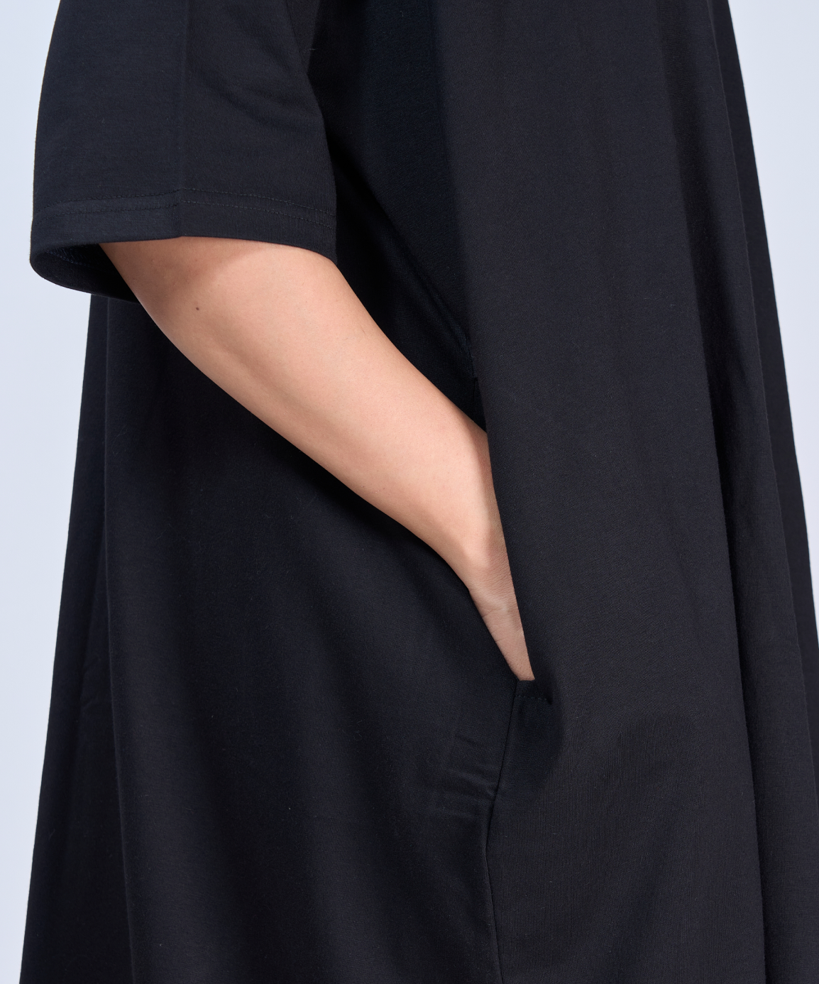 Black Feeding Oversized Pocket Tees (With Button)