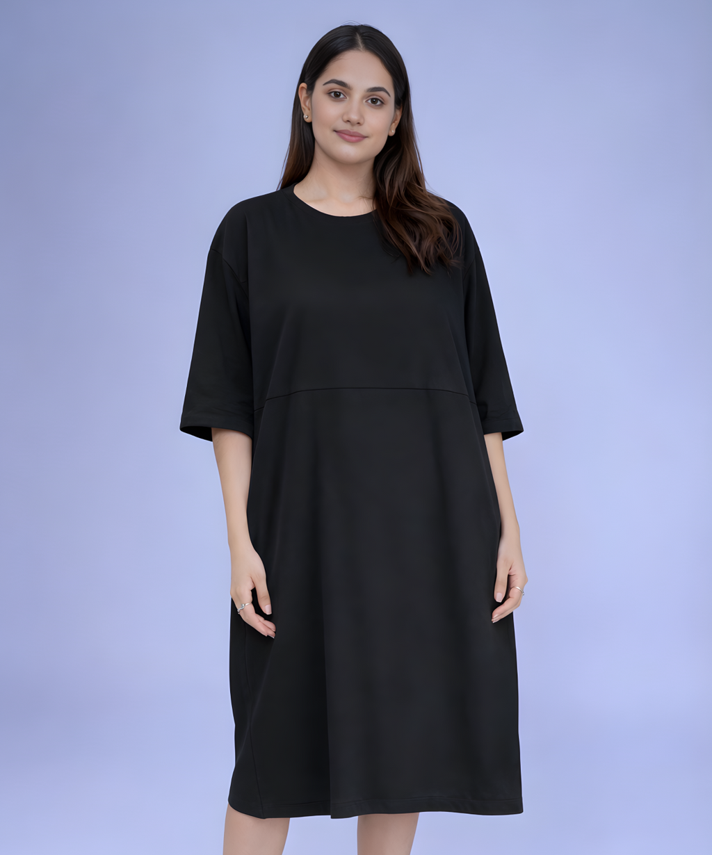 Black Feeding Oversized Pocket Tees (With Full Zip)