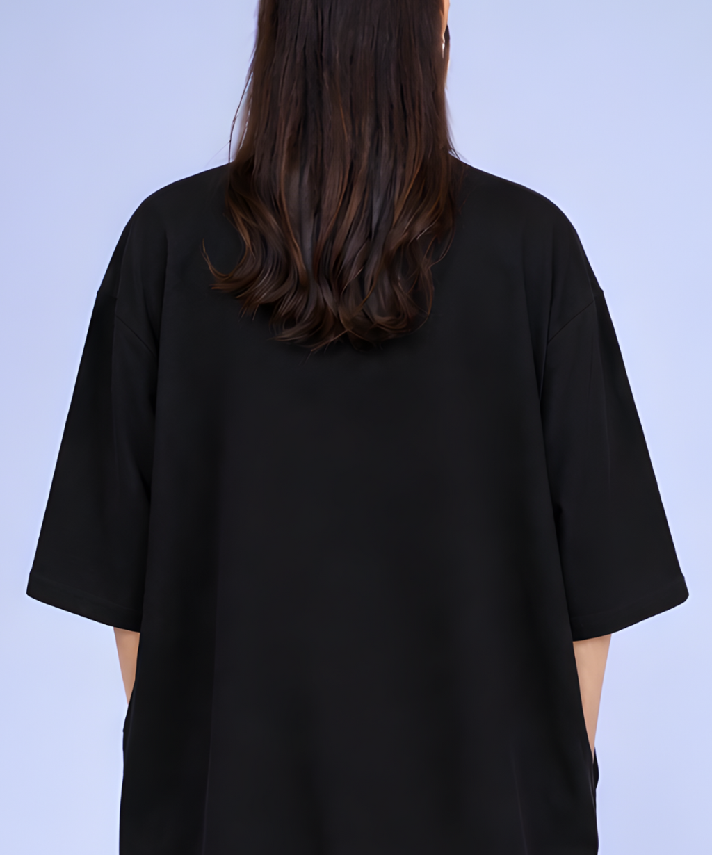 Black Feeding Oversized Pocket Tees (With Full Zip)