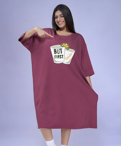 But First Tequila Oversized Pocket Tee
