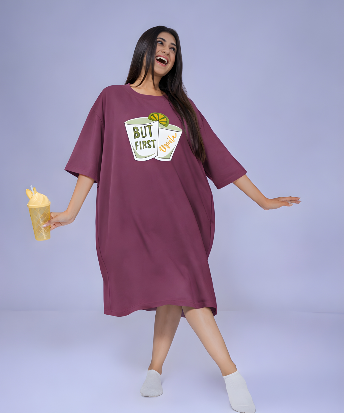 But First Tequila Oversized Pocket Tee