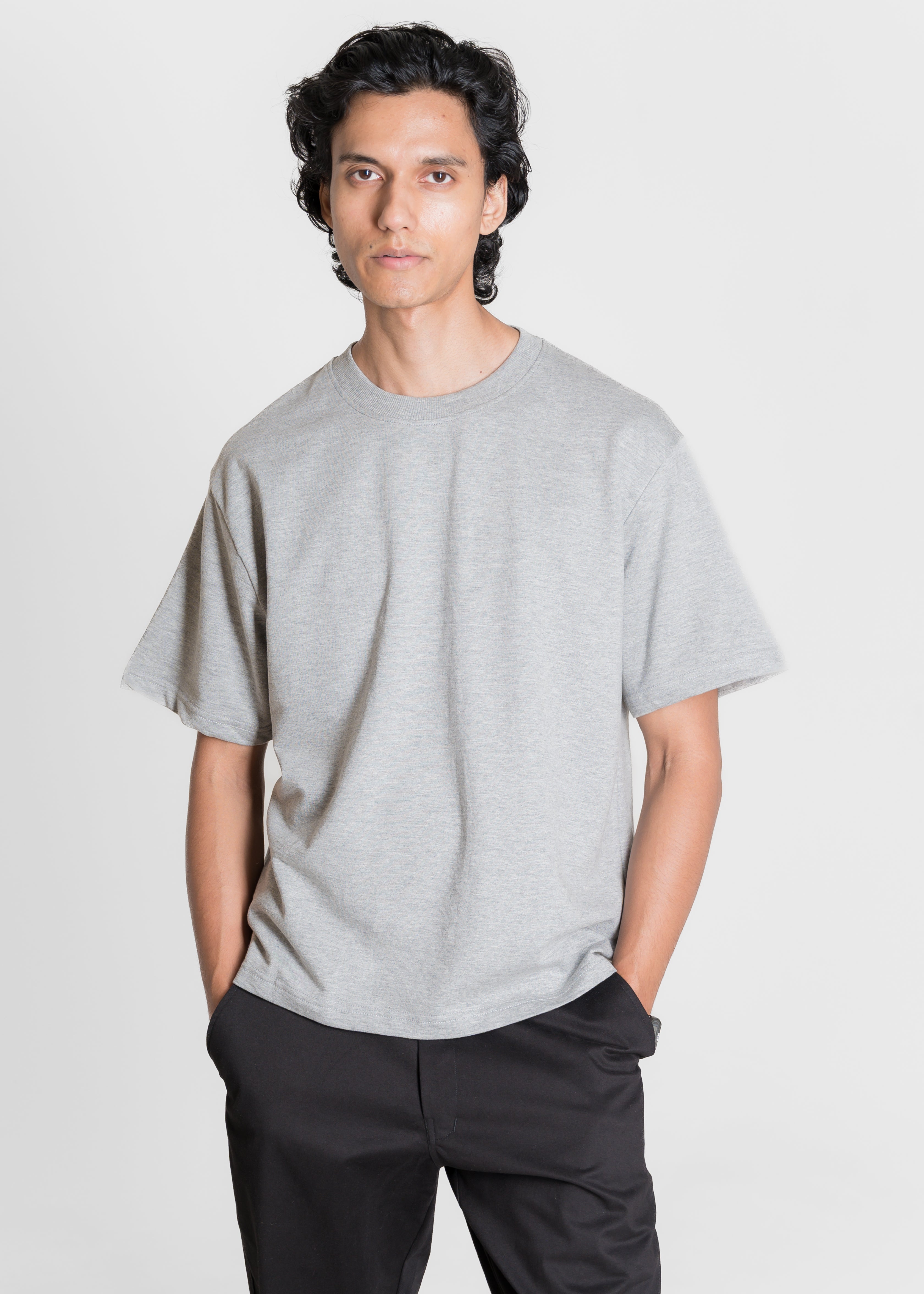 Heavy Box-Fit T-shirt — Melange Grey