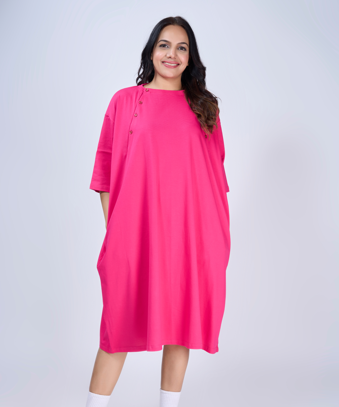 Extra Pink Feeding Oversized Pocket Tees (With Button)