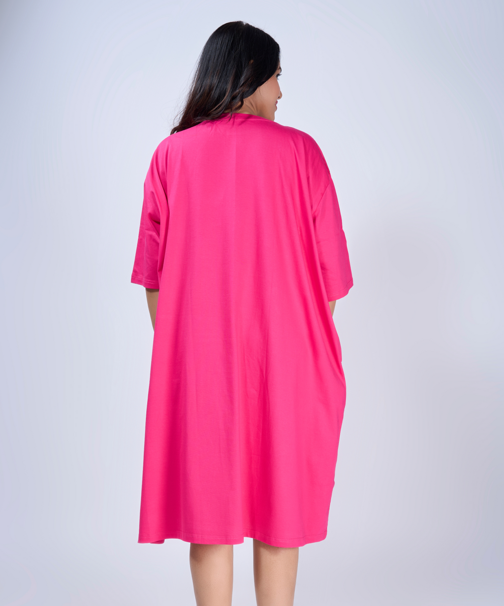 Extra Pink Feeding Oversized Pocket Tees (With Button)