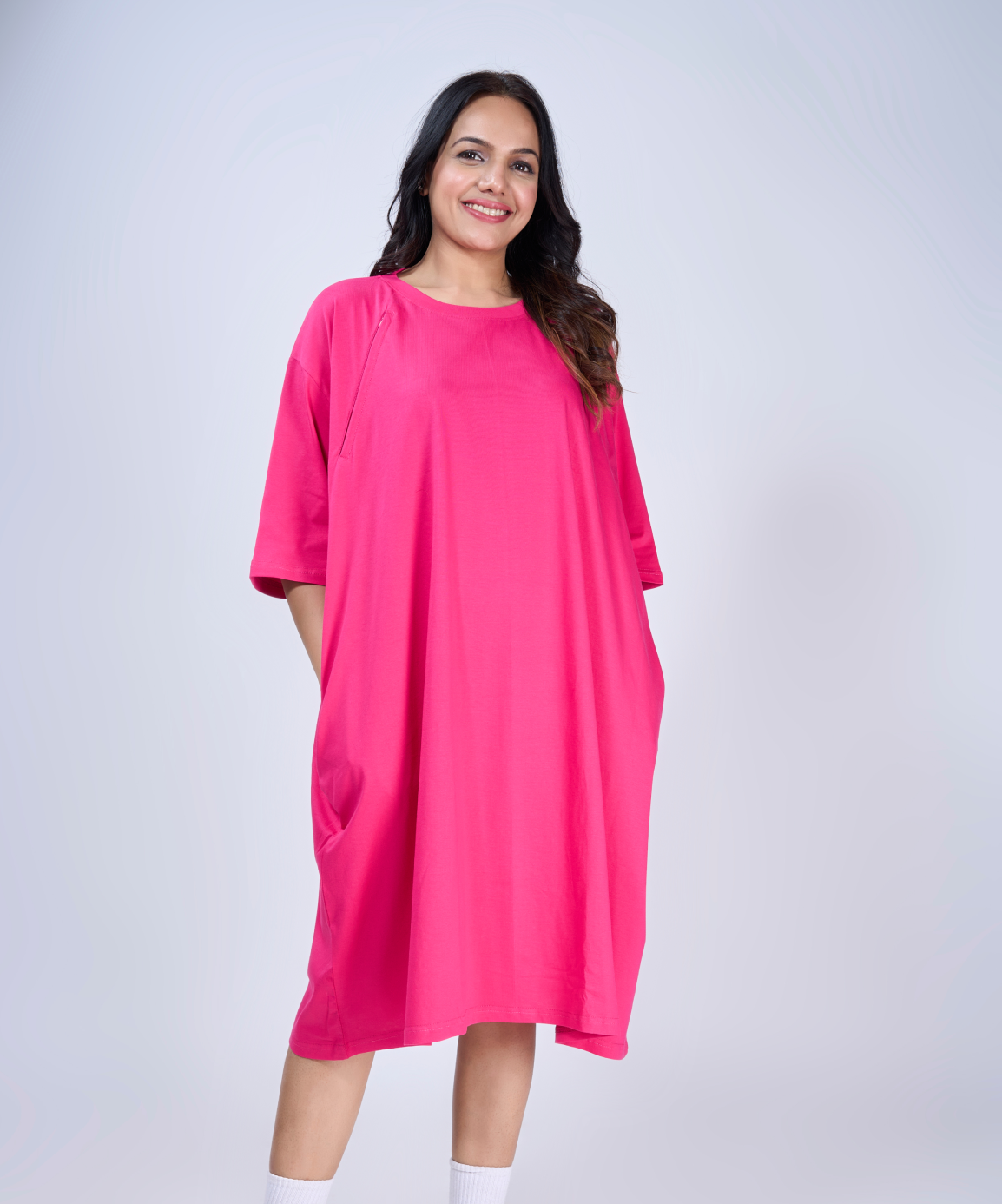 Extra Pink Feeding Oversized Pocket Tees (With Zip)