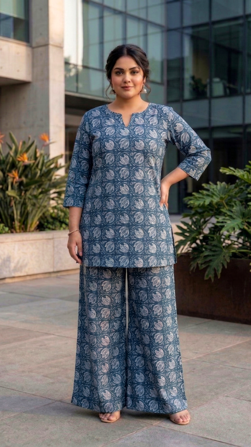 Plus Size Printed Cotton Co-Ord Set for Women – Stylish Cool Co-Ord Set