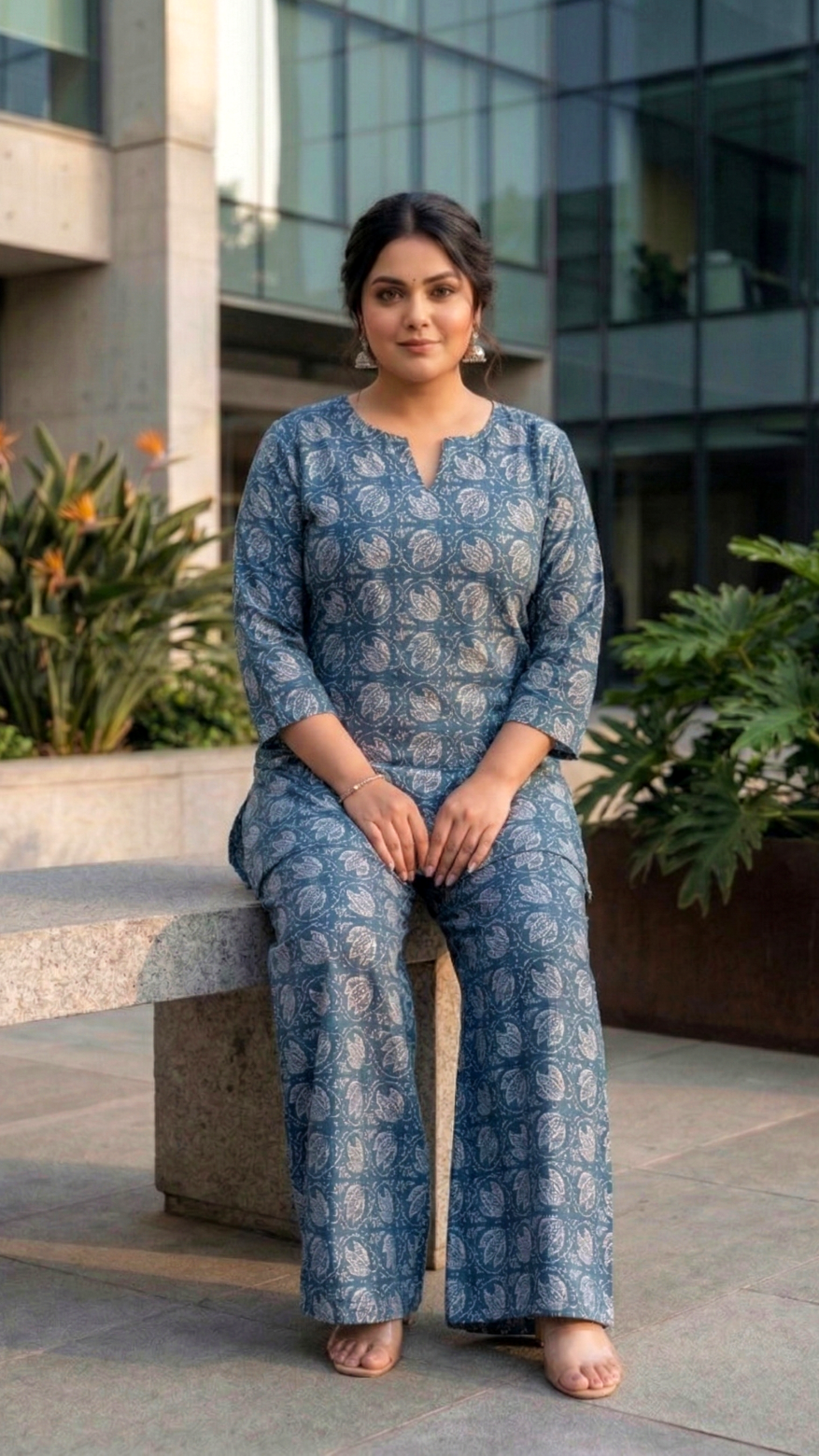 Plus Size Printed Cotton Co-Ord Set for Women – Stylish Cool Co-Ord Set