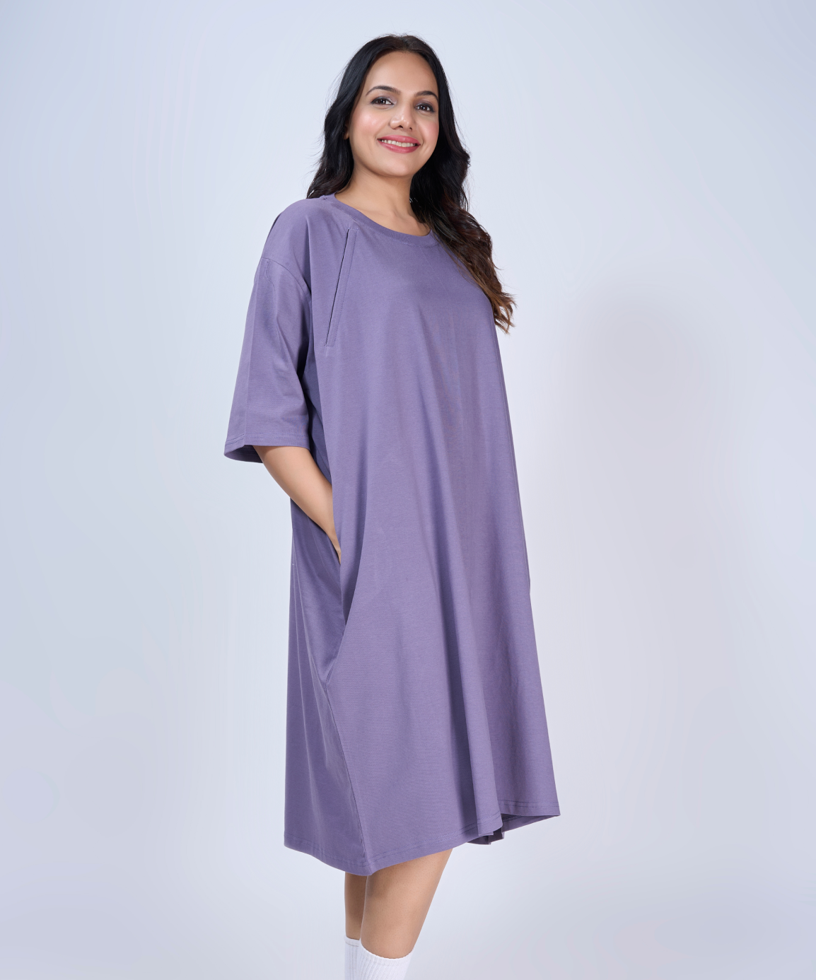 Lilac Feeding Oversized Pocket Tees (With Full Zip)