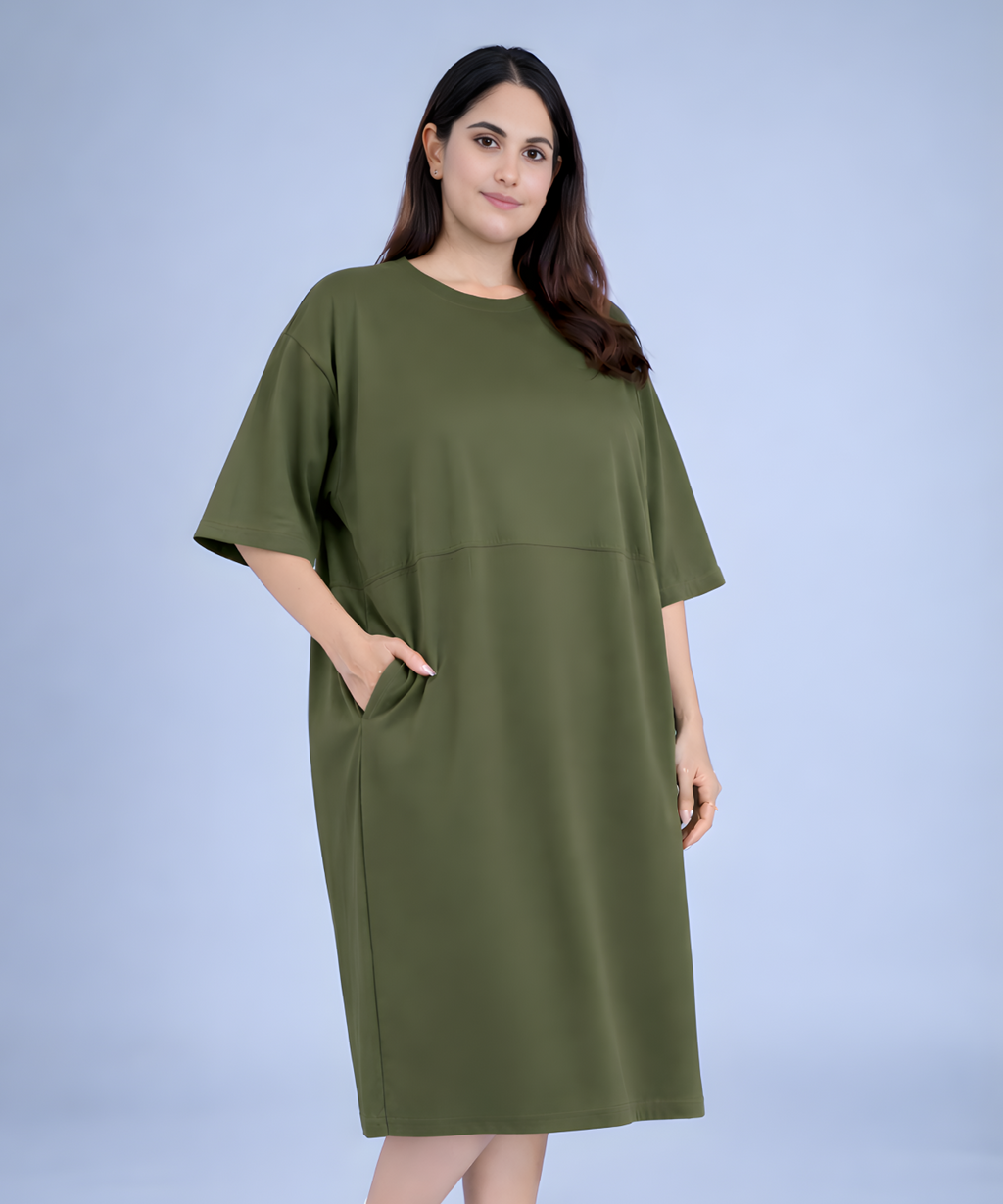 Olive Feeding Oversized Pocket Tees (With Full Zip)