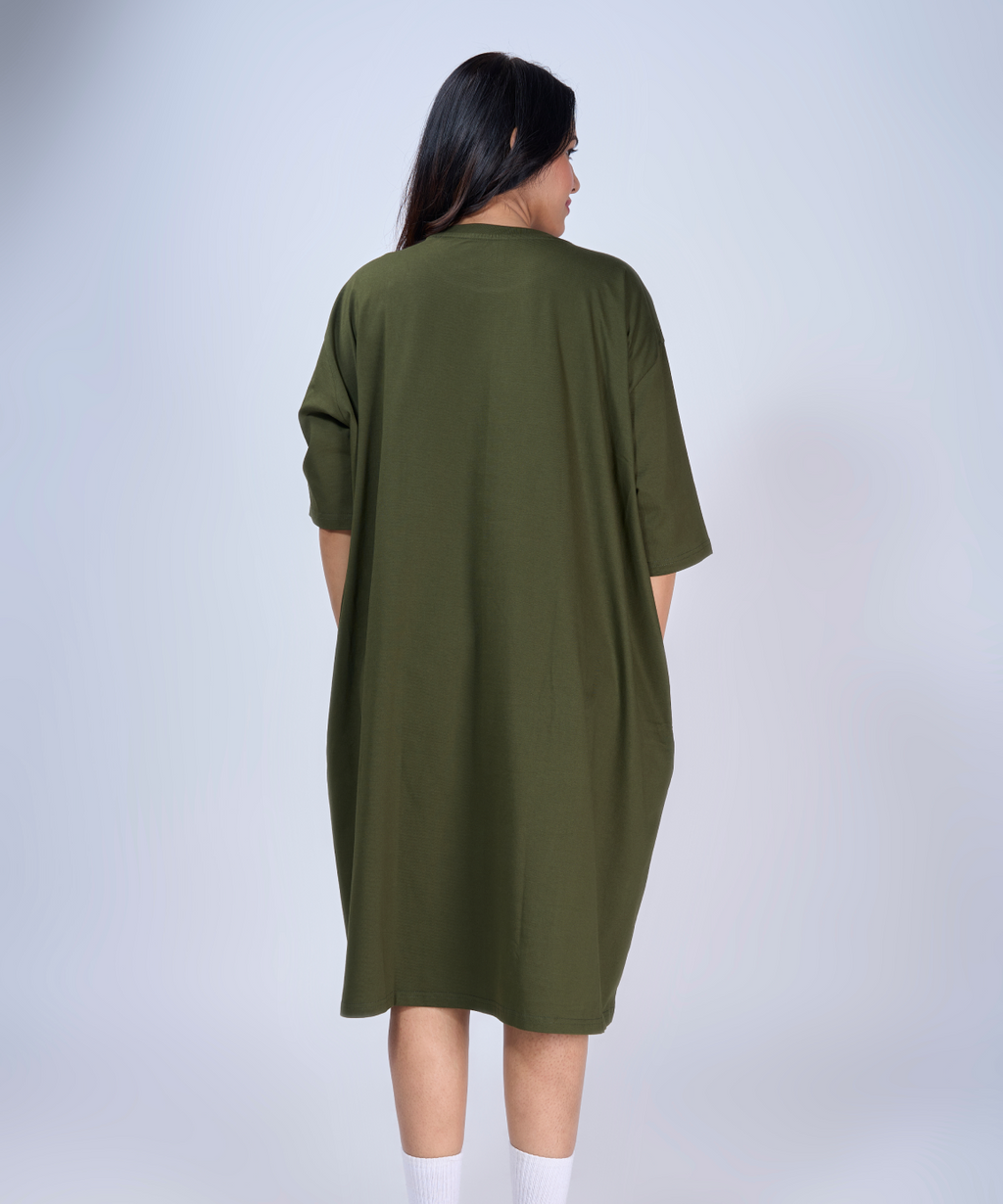 Olive Feeding Oversized Pocket Tees (With Zip)