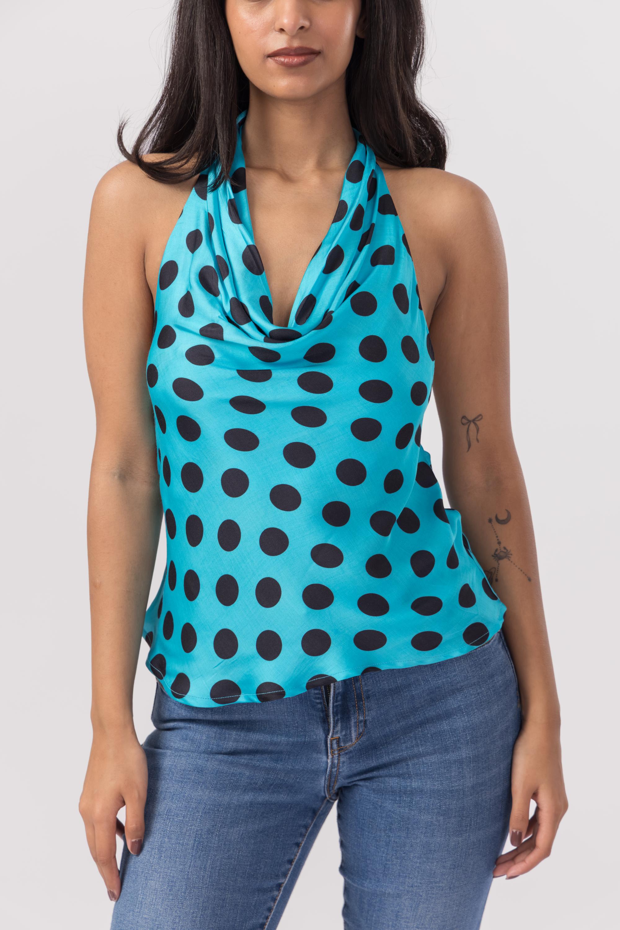 Haseen Top - Polka Dot Blue