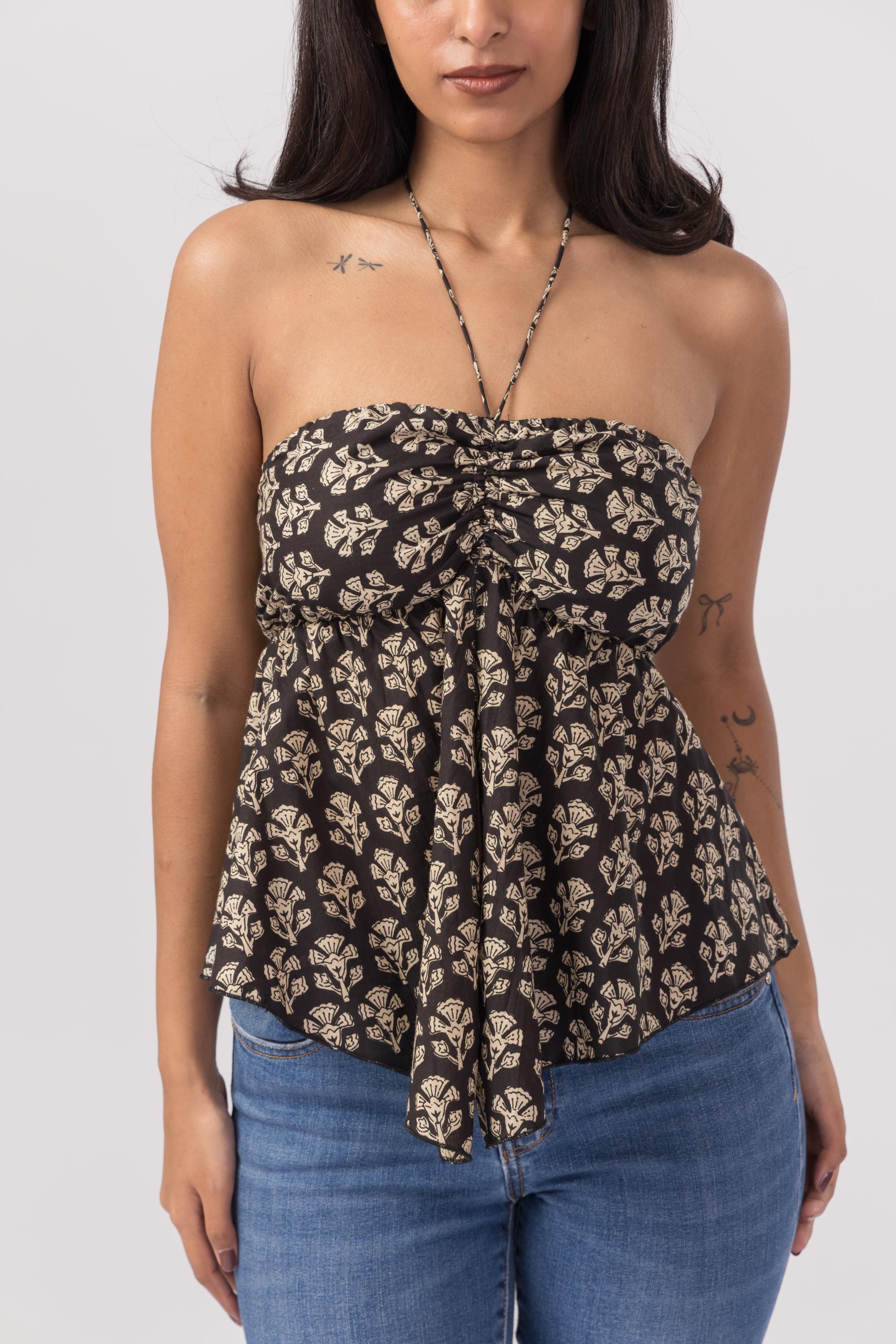 Thea Top - Floral Black
