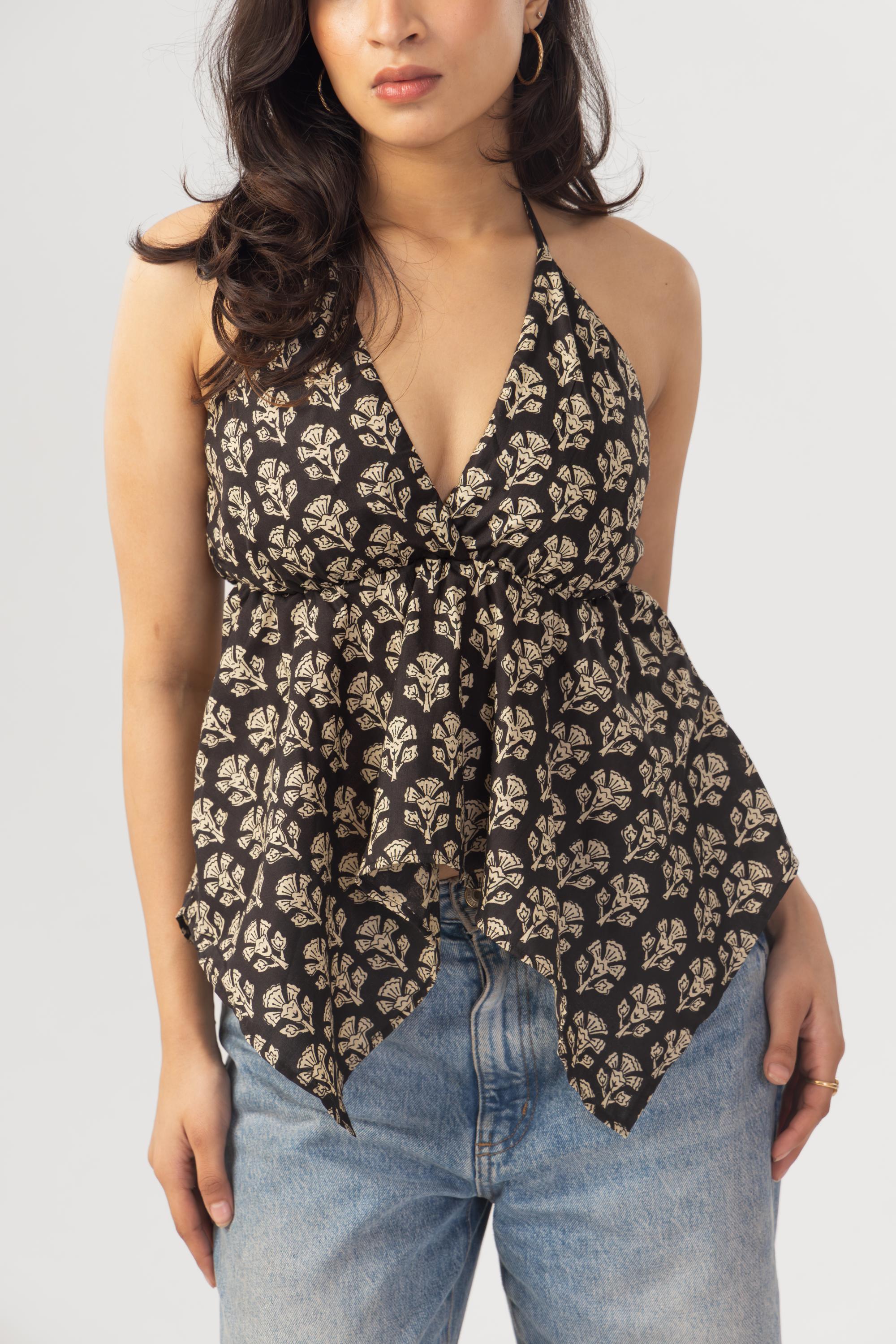 Myra Top - Floral Black