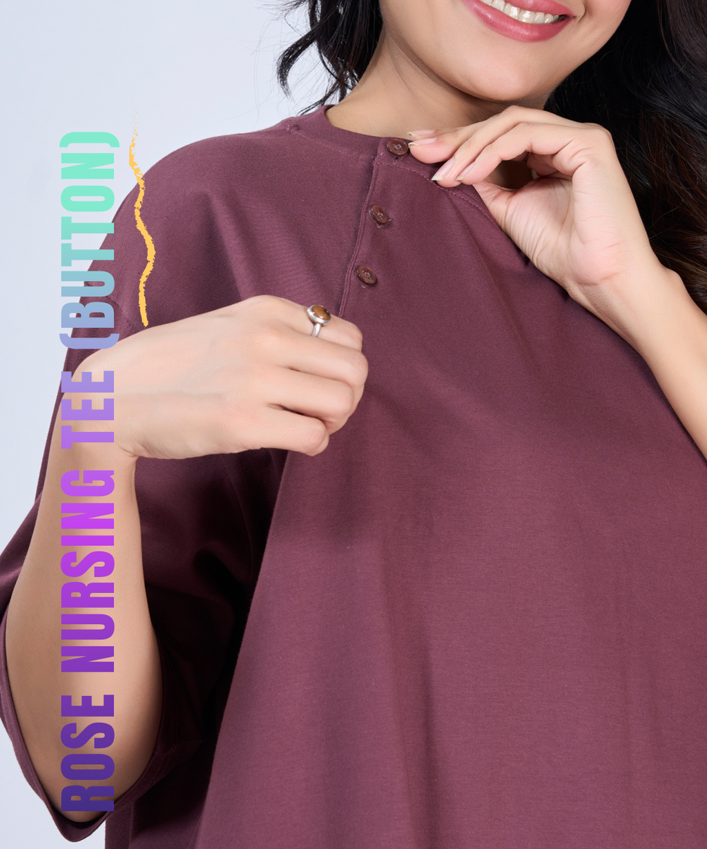 Rose Feeding Oversized Pocket Tees (With Button)