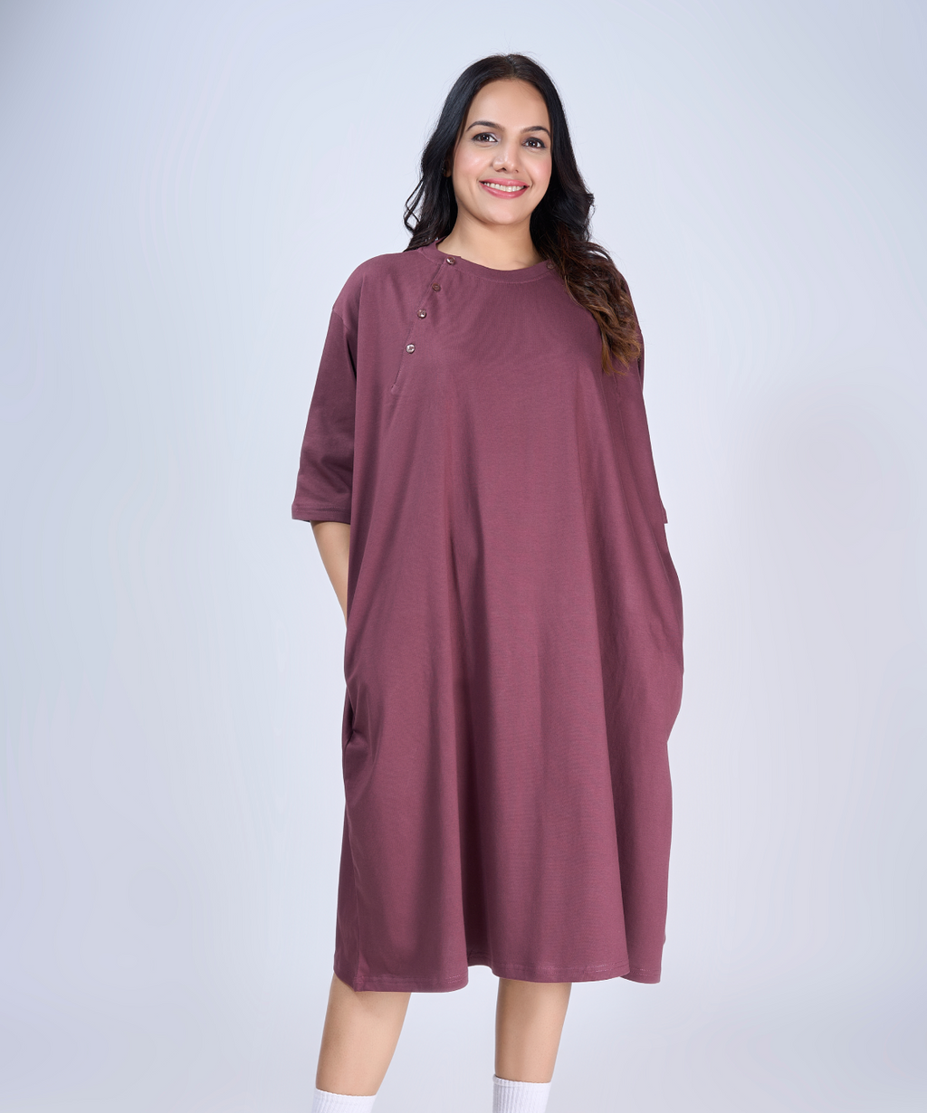Rose Feeding Oversized Pocket Tees (With Button)