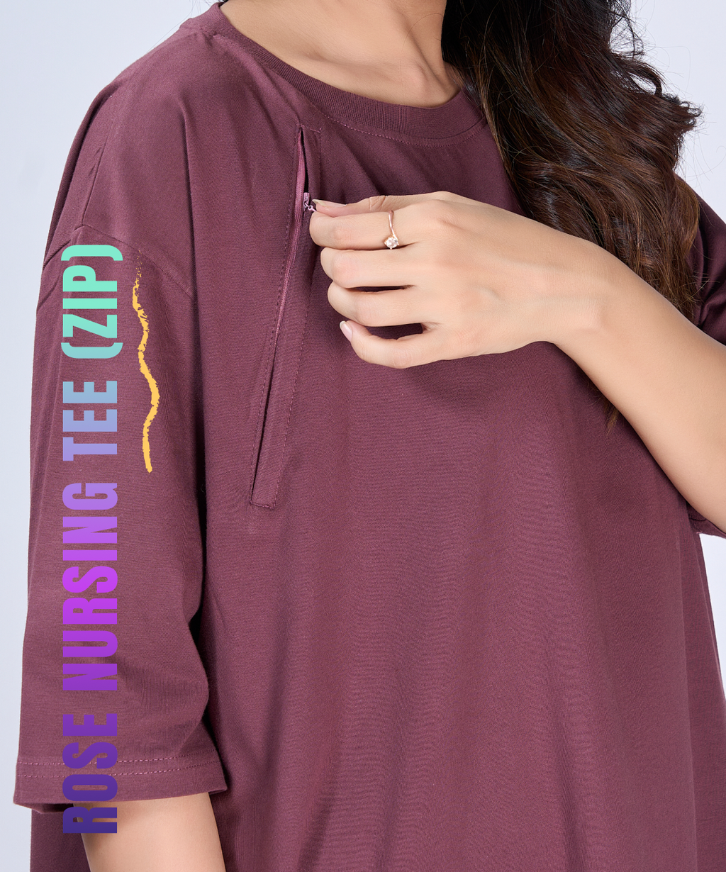 Rose Feeding Oversized Pocket Tees (With Zip)