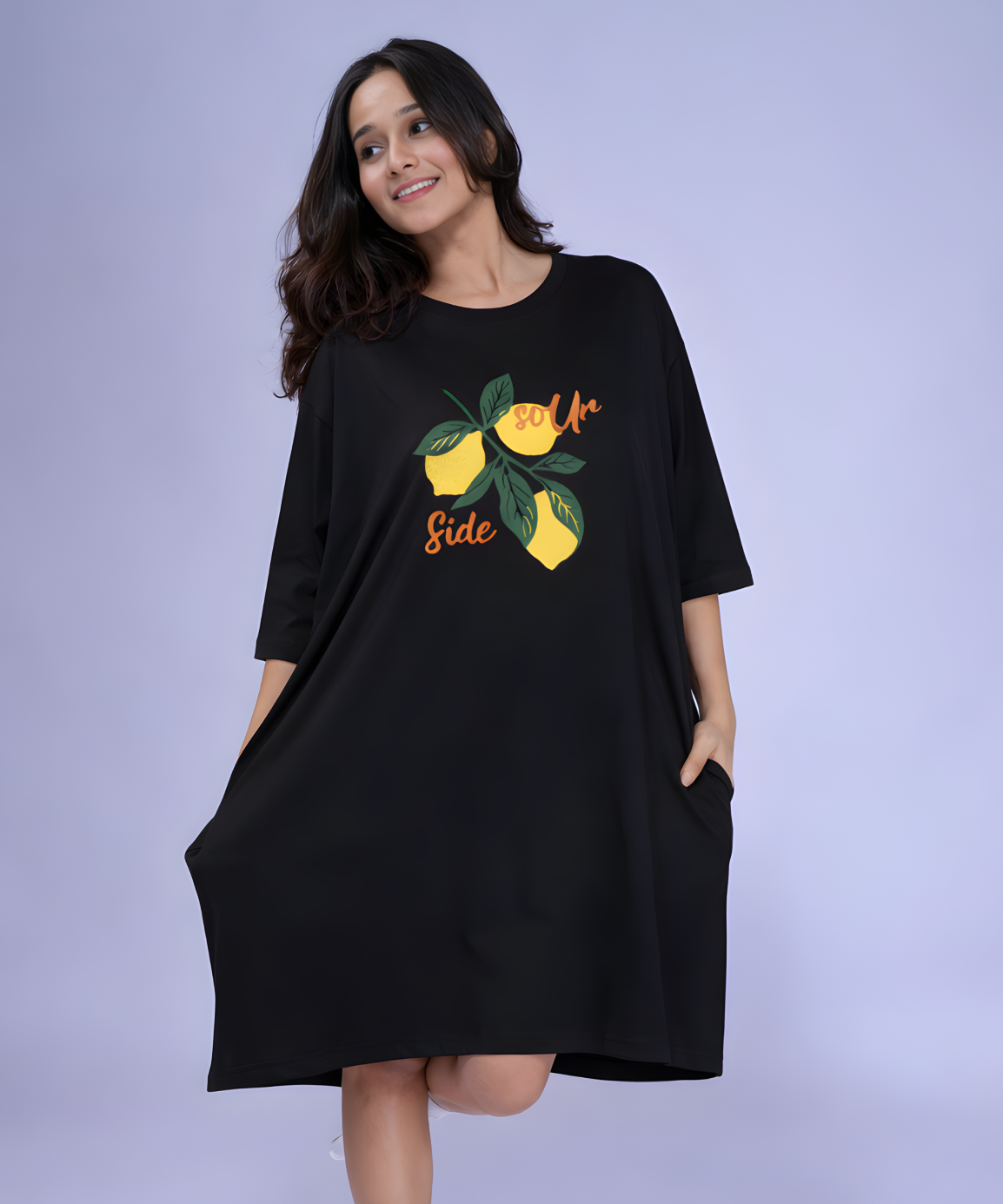 Sour Side Black Oversized Pocket Tee