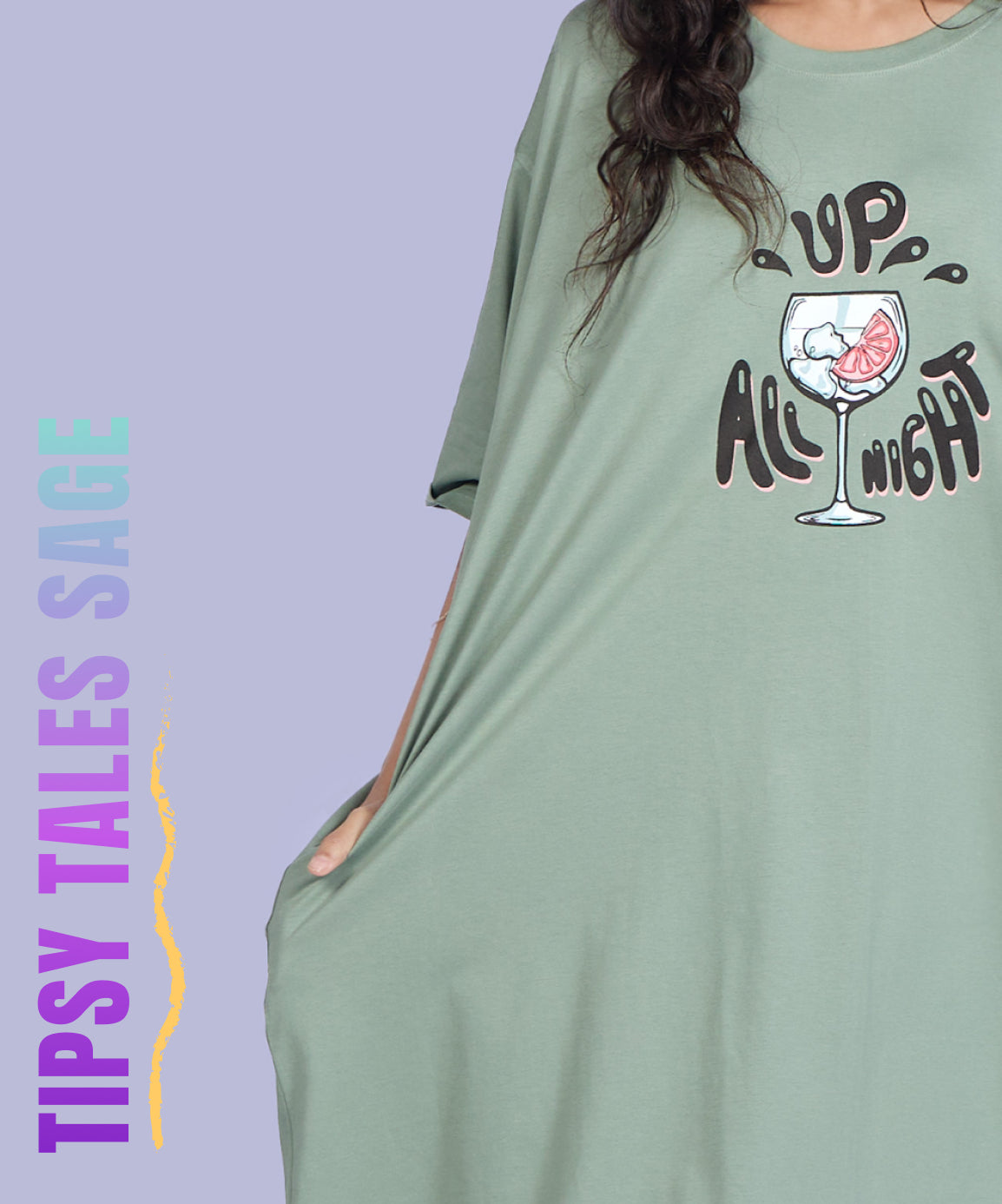 Tipsy Tales Sage Oversized Pocket Tee