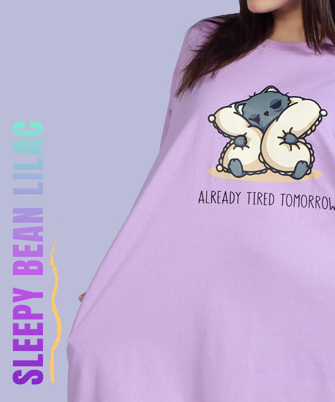 Sleepy Bean Lilac Oversized Pocket Tee