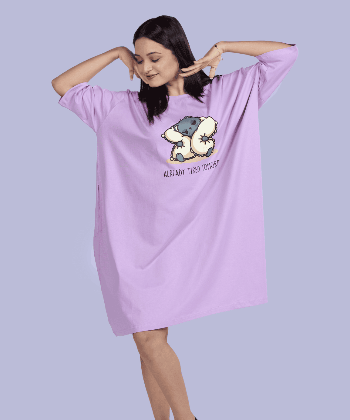 Sleepy Bean Lilac Oversized Pocket Tee
