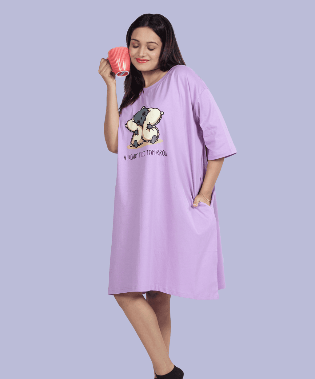 Sleepy Bean Lilac Oversized Pocket Tee