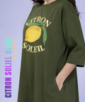 Citron Soleil Olive Oversized Pocket Tee