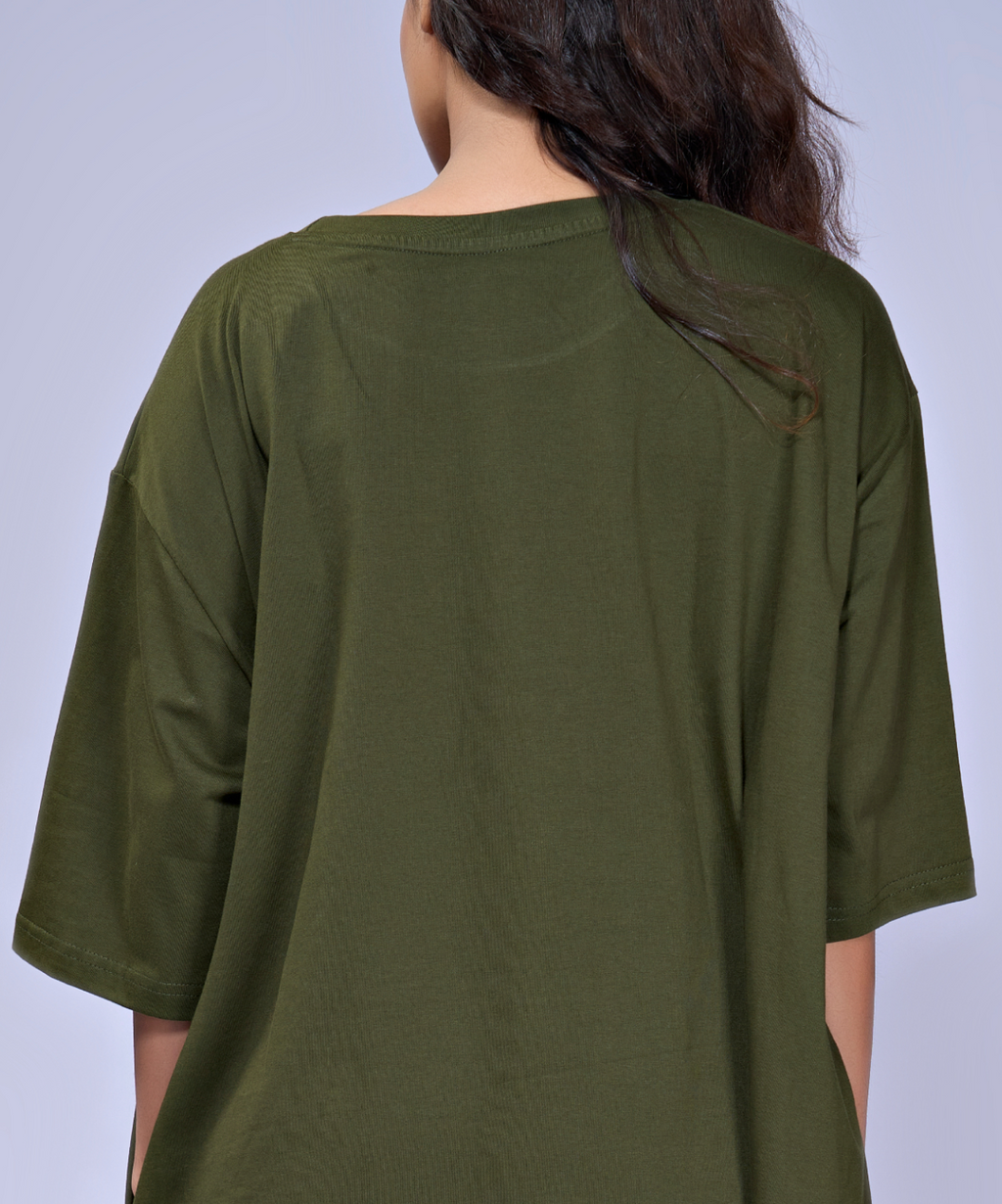 Citron Soleil Olive Oversized Pocket Tee