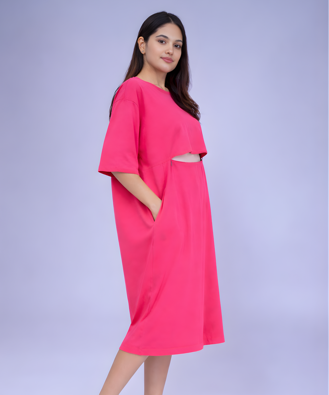 Extra Pink Feeding Oversized Pocket Tees (With Full Zip)