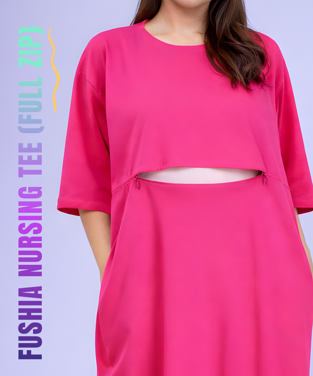 Extra Pink Feeding Oversized Pocket Tees (With Full Zip)