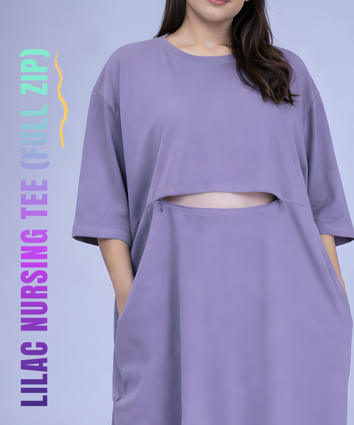 Lilac Feeding Oversized Pocket Tees (With Full Zip)