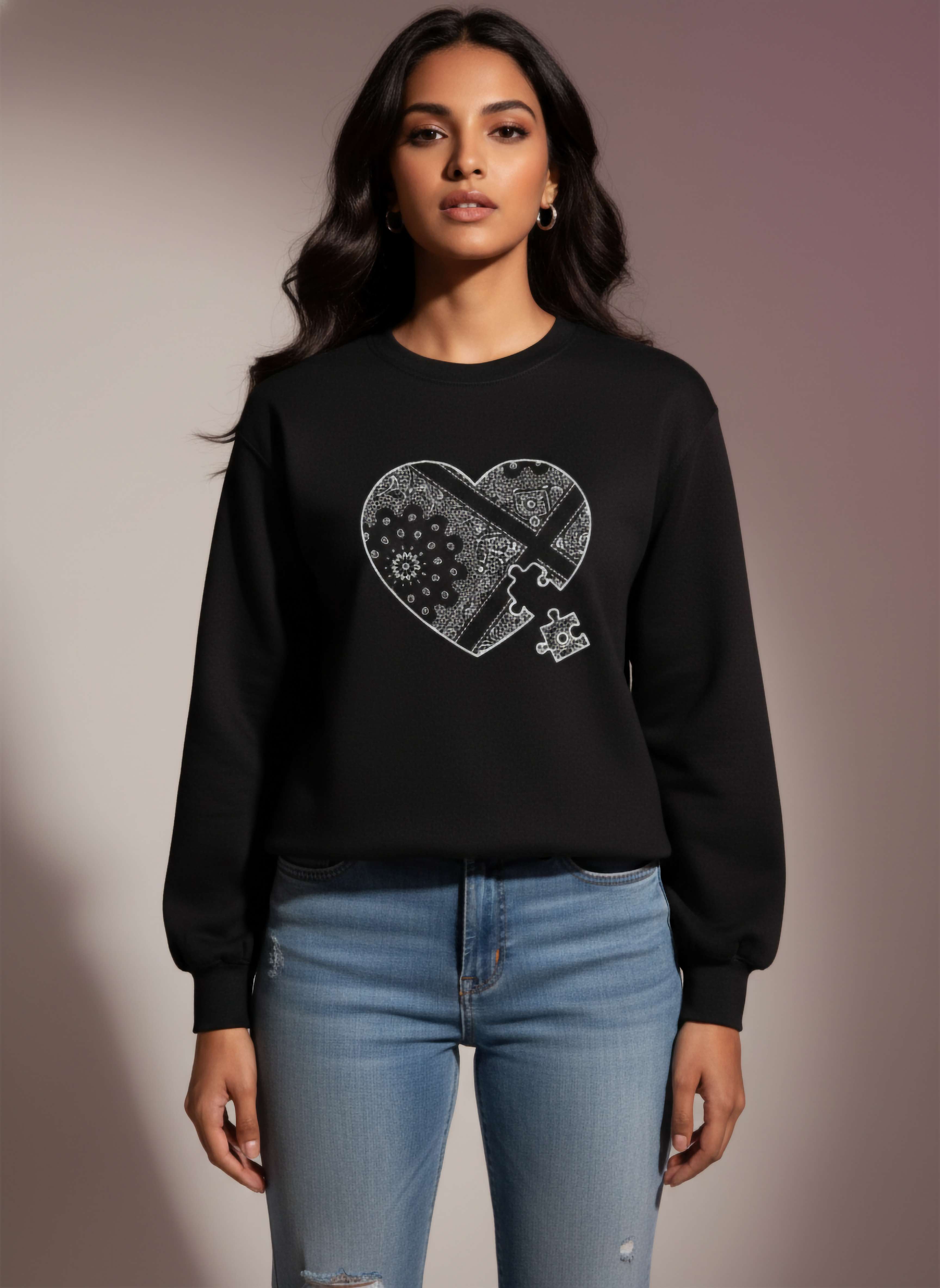Puzzled Heart Relaxed fit Sweatshirt